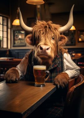 Highland Cow in the Tavern