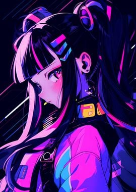 Anime Cyberpunk Cute Girl