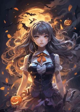 cute girl and halloween.