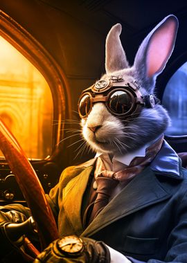 Funny Rabbit drive a car