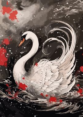 Swan Japanese Painting