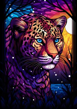 Leopard Stained glass