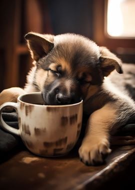 German Shepherd Coffee Pup