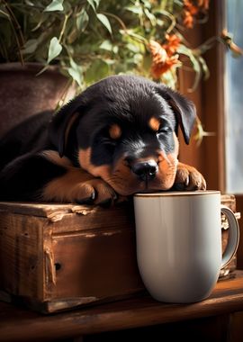 Rottweiler Coffee Pup Dog