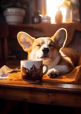 Corgi Coffee Puppy Dog