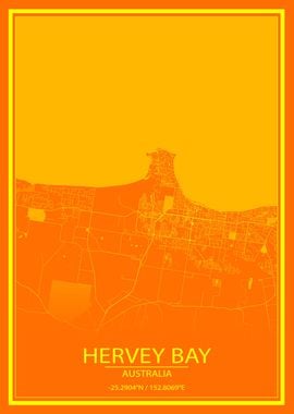 Hervey Bay AUS Orange Map