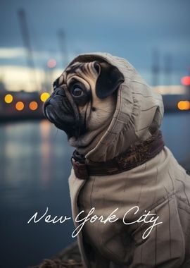 Cute Pug NYC Harbor