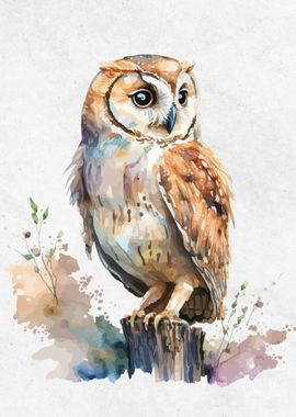 Watercolor Animal Owl