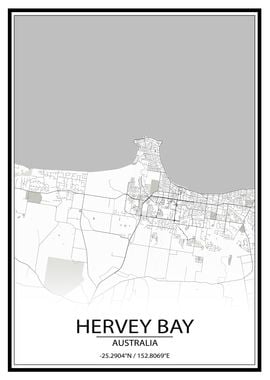 Hervey Bay AUS White Map