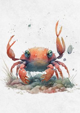 Watercolor Animal Crab