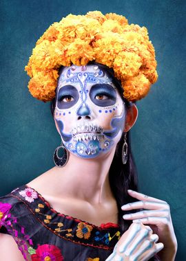 La Catrina in blue colors