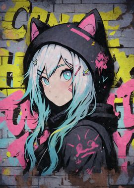 Kawaii Cat Girl Graffiti