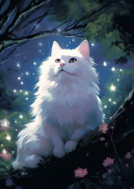 White Cat In Forest