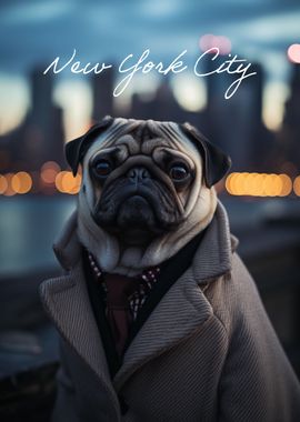 Pug New York City Lights