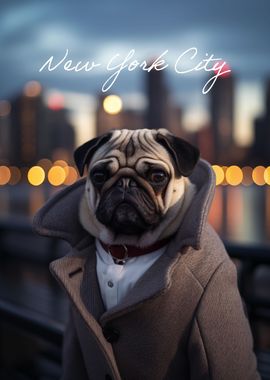 NY City Fashion Pug Funny