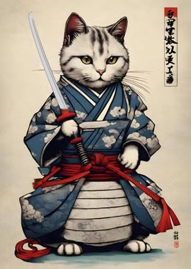 Samurai Cat Japanese art