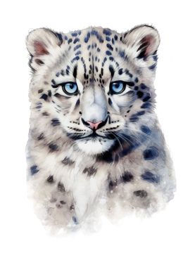 Baby Snow Leopard Art