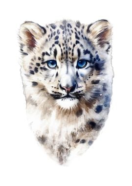 Baby Snow Leopard Art