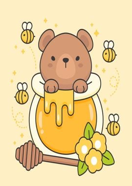 cute bear in a honey