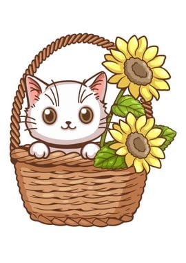 Cute cat sunflower 