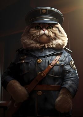 fat cat police officer pet