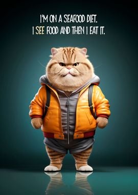 FUNNY CAT Seafood Diet