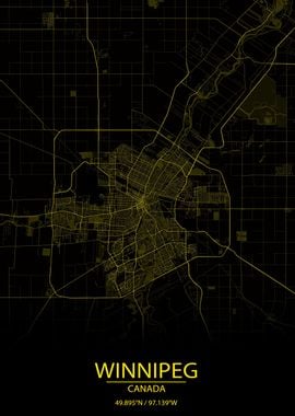 Winnipeg Yellow Black Map