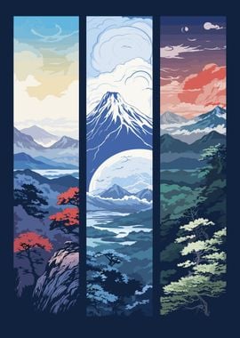 Triple Japanese Mountains 