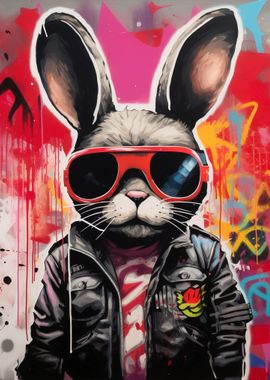 Hipster Rabbit Street Art