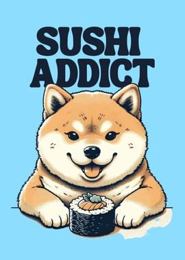 Cute shiba dog sushi lover