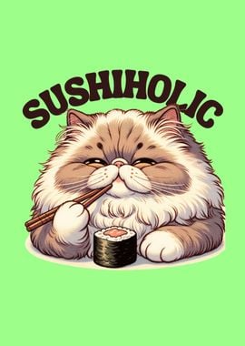 Persian cat sushi lover