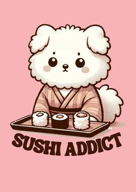 Cute dog sushi lover