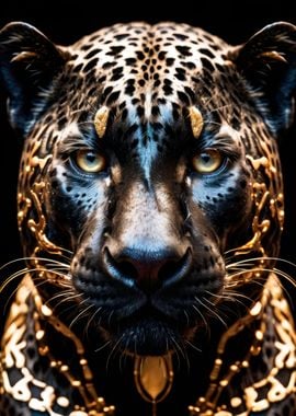 black and gold jaguar art