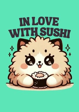 Cute cat sushi lover