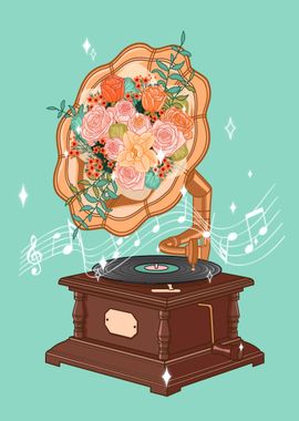  Sweet gramophone floral 