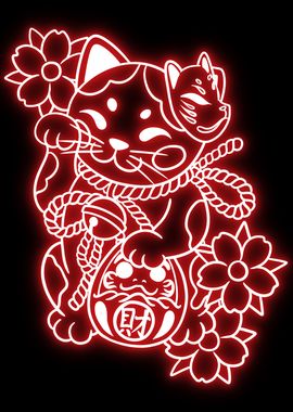 lucky cat neon