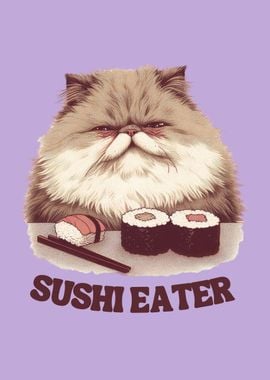 Persian cat sushi lover 