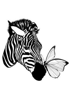 zebra with butterfly art