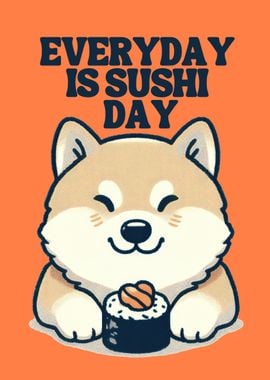 Cute shiba dog sushi lover