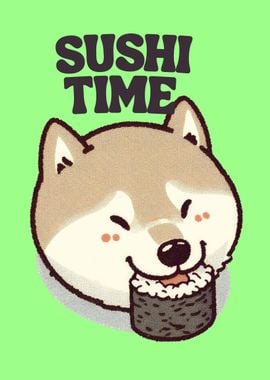 Cute shiba dog sushi lover