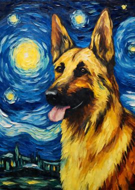 German Shepherd Night