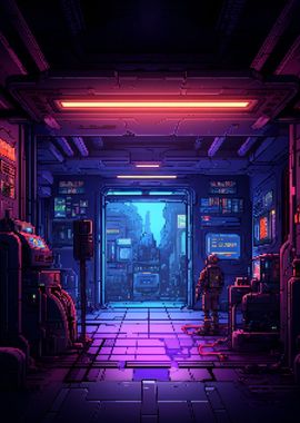 Cyber Synth City Pixel Art