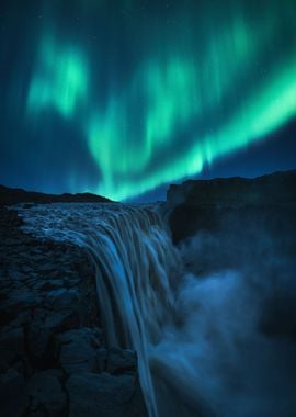 Giant Waterfall at Night