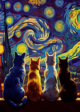 Starry Night Cat