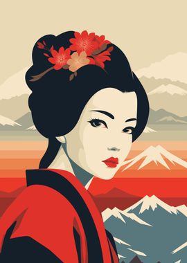 Retro Japanese Geisha Art