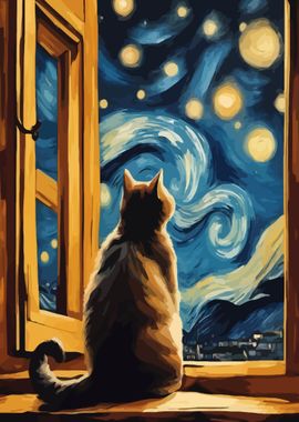 Starry Night Cat