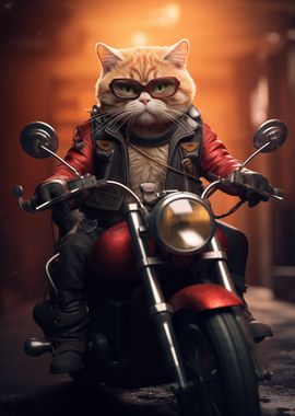 Motorcycle Gang Funny Cat