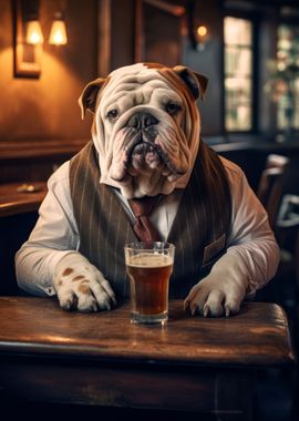 English Bulldog in the Pub