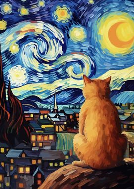 Starry Night Cat 