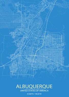 Albuquerque USA Blue Map